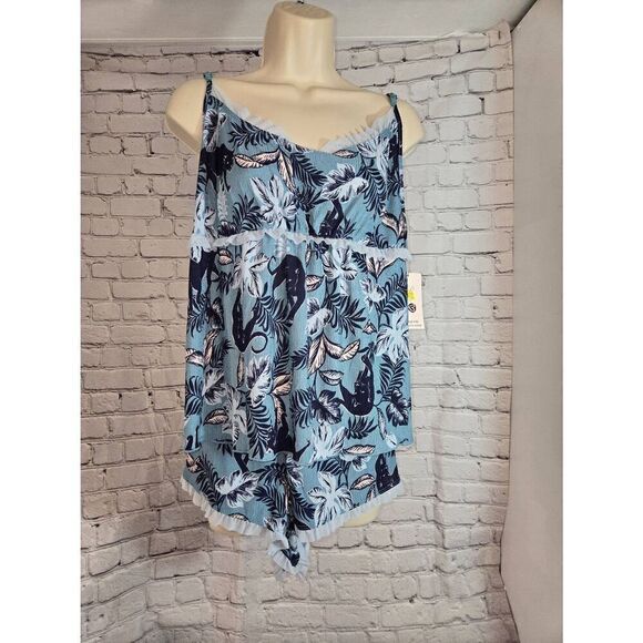 Secret Treasures Womens PLUS Size 2X (20W/22W) Blue Floral 2 Piece Camisole Set - Picture 1 of 7